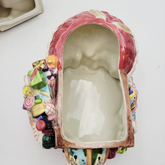 FITZ & FLOYD Santas Workshop Cookie Jar of Santa Admiring the Toys Rare Vtg - Picture 12 of 14